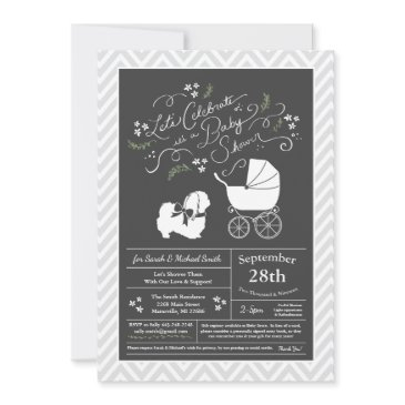 pekingese dog baby shower neutral invitation