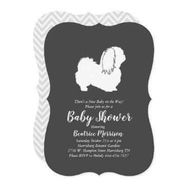 pekingese dog baby shower neutral invitation
