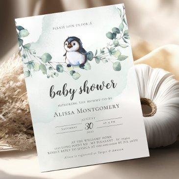 penguin baby shower invitation