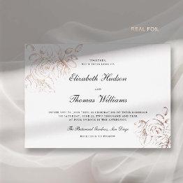 Small Peony Sketch Fine Art Modern Classic Gold Wedding Foil Invitation Front View