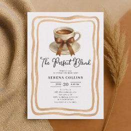 Small Perfect Blend Coffee Cup Bridal Shower Invitation Front View