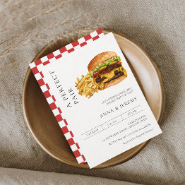 Small Perfect Pair Burgers Fries Couples Shower Invitation Front View