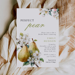 Small Perfect Pear Floral Bridal Shower Invitation Front View