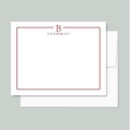 Small Personal Monogram Initial Stationery Dark Red Note Invitations Front View