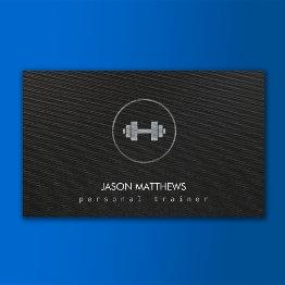 Small Personal Trainer Dumbbell Black Business Invitations Front View
