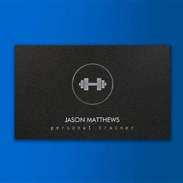personal trainer dumbbell black business invitations