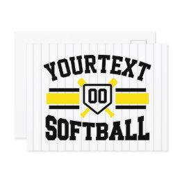 Small Personalized Add Name Softball Player Varsity Team Postinvitations Front View