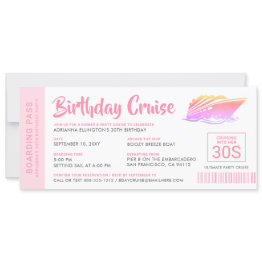 Small Personalized Birthday Cruise Boarding Pass Invite Front View