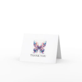 Small Personalized Butterfly Thank You Invitations Front View