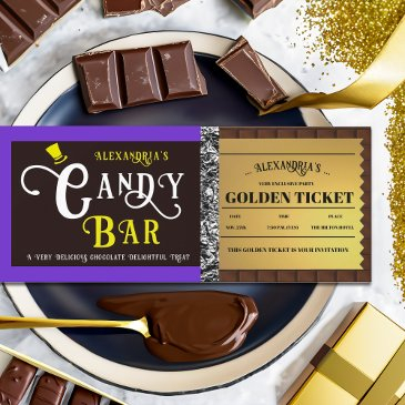 personalized candy bar golden ticket invitation
