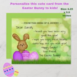 Small Personalized Easter Bunny To Kids Cute Fun Flat Sm Holiday Invitations Front View
