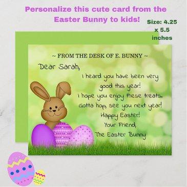 personalized easter bunny to kids cute fun flat sm holiday invitations