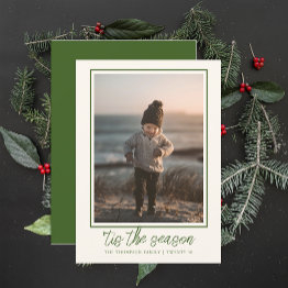 Small Personalized Elegant Stylish Cute Green Christmas Holiday Invitations Front View