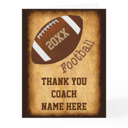 Small Personalized Football Coach Invitations, Player's Names Thank You Invitations Front View