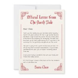 Small Personalized Official North Pole Letter From Santa Invitation Front View