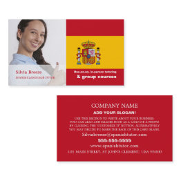 Small Personalized Photograph, Spanish Language Tutor Business Invitations Front View