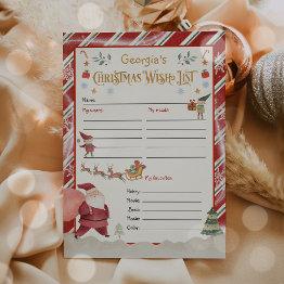 Small Personalized Santa Claus Christmas Wish List Invitation Front View