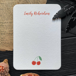 Small Personalized Sweet Cherry Note Invitations Front View