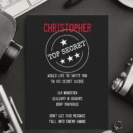 Small Personalized Top Secret Party Invitation Front View