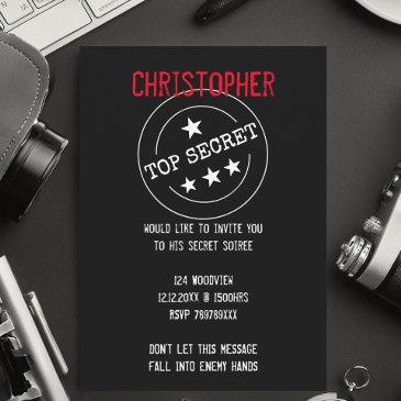 personalized top secret party invitation