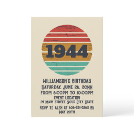 Small Personalized Vintage 80th Birthday Party Invitation Front View