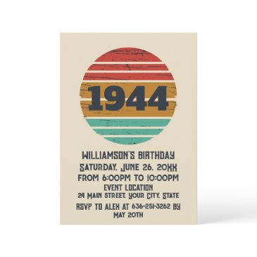 personalized vintage 80th birthday party invitation