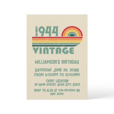 personalized vintage 80th birthday party invitation