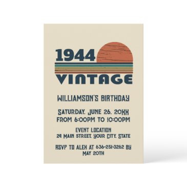 personalized vintage 80th birthday party invitation