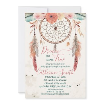 personalized watercolor dreamcatcher baby shower invitation
