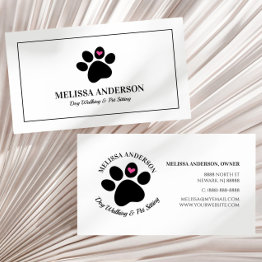 Small Pet Animal Dog Cat Paw Heart Custom Business Invitations Front View