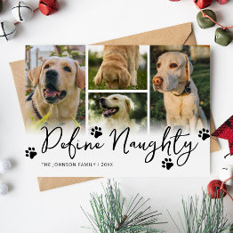Small Pet Define Naughty Multi Photo Christmas Holiday Invitations Front View