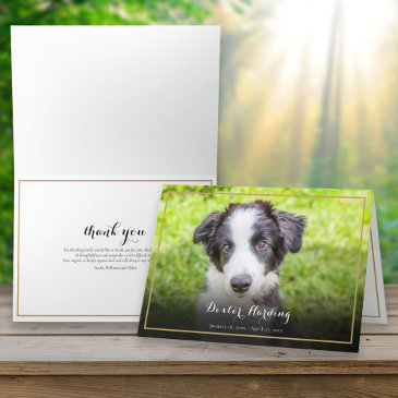pet loss sympathy photo elegant gold thank you invitations