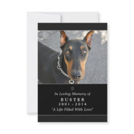 Small Pet Memorial Invitations 3.5 X 5 Black - Contented Poem Front View
