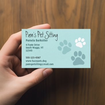 pet paw prints animal lover dog tracks light teal business invitations
