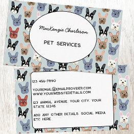 Small Pet Services French Bulldog Business Invitations Front View