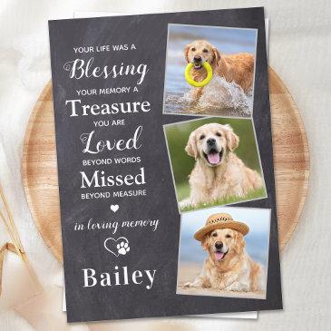 pet sympathy personalized 3 photo dog memorial thank you invitations