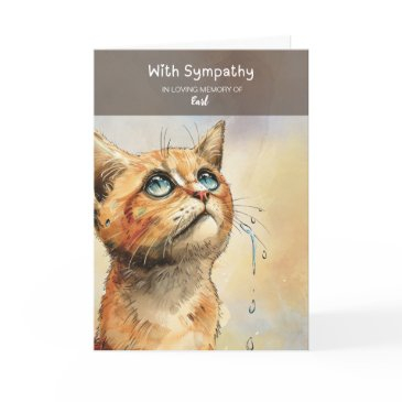 pet sympathy sentiment with a sad cat with tears invitations