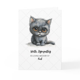 Small Pet Sympathy Sentiment With A Sad Cat With Tears Invitations Front View