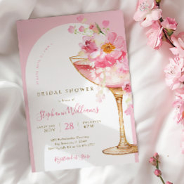 Small Petals And Prosecco Arch Bridal Shower Invitation Front View