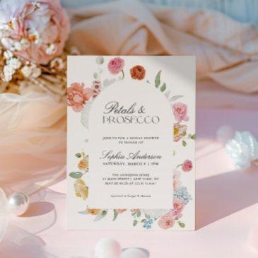 petals & prosecco spring flowers bridal shower invitation