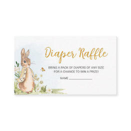 Small Peter Rabbit Baby Shower Diaper Raffle Enclosure Invitations Front View