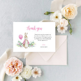 Small Peter Rabbit Baby Shower Thank You Invitations Front View