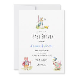 Small Peter The Rabbit Beatrix Potter Baby Shower Invitation Front View