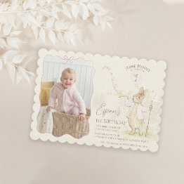 Small Peter The Rabbit Some Bunny 1st Birthday Photo Invitation Front View