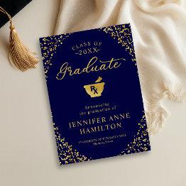 Small Pharmacy School Graduation Announcement Photo Invitations Front View