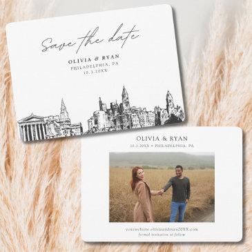 philadelphia wedding modern save the date invitation