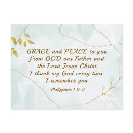 Small Philippians 1:2-3 Grace And Peace To You, Bible Postinvitations Front View