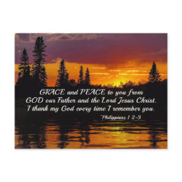 Small Philippians 1:2-3 Grace And Peace To You, Bible Postinvitations Front View