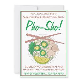 Small Pho Sho! Vietnamese Soup Funny Birthday Party Invitation Front View