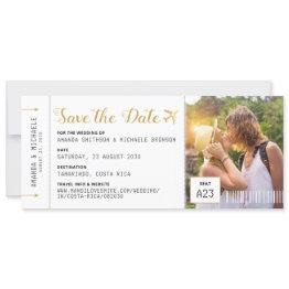 Small Photo Boarding Pass Destination Save The Date Front View